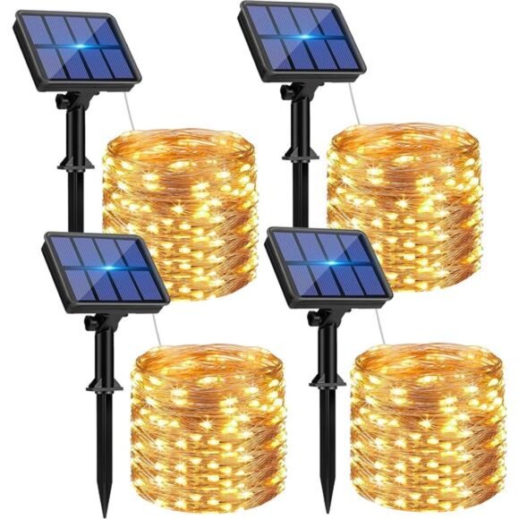 Solar String Lights Outdoor 320 LED Fairy Lights 132FT Waterproof Copper Wire - Picture 1 of 7